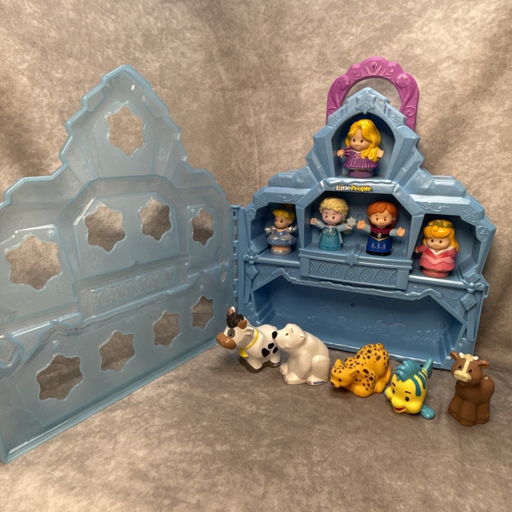 Fisher Price Little People Disney Frozen Carry Castle Case 5 Princess 5 Animals